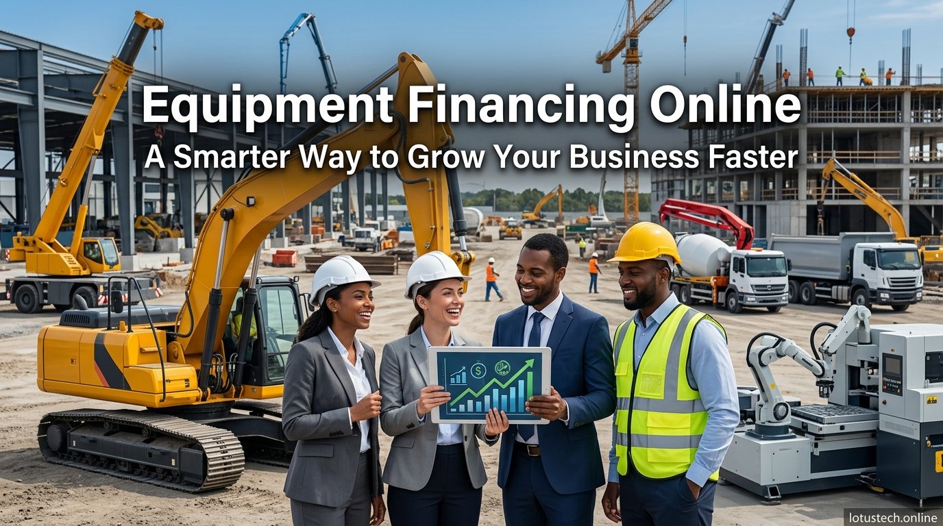 Business owner using equipment financing online to purchase heavy machinery and grow operations faster